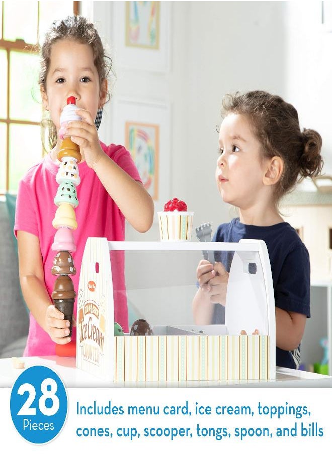 Melissa & Doug - Melissa & Doug Wooden Scoop and Serve Ice Cream Counter (28 pcs) - Play Food and Accessories - Pretend Food Toys, Ice Cream Shop Toys For Kids Ages 3+ - Image 1