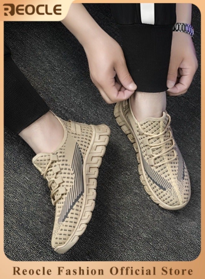 REOCLE Men's Sneakers Fitness Shoes with Breathable Mesh & Anti-slip Wear-resistant Soles Lightweight Sneakers for Jogging & Running & Walking & Training - Image 1