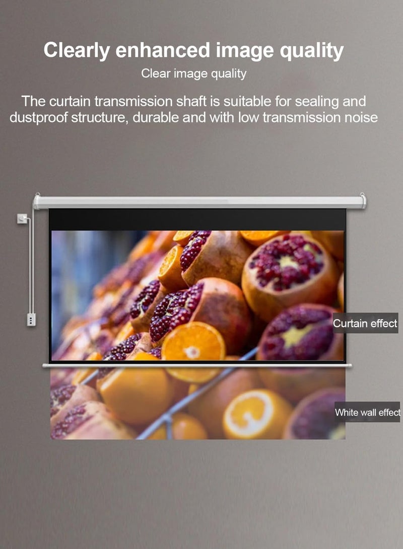 84-100-120 Inch 16:9 Wall Mount Electric Projector Screen Motorized Projection Curtain with Remote Control For Business/School/Office/Meeting