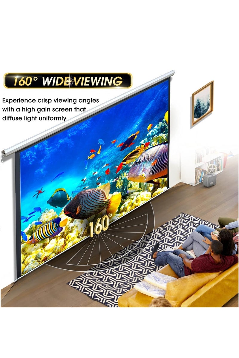 84-100-120 Inch 16:9 Wall Mount Electric Projector Screen Motorized Projection Curtain with Remote Control For Business/School/Office/Meeting