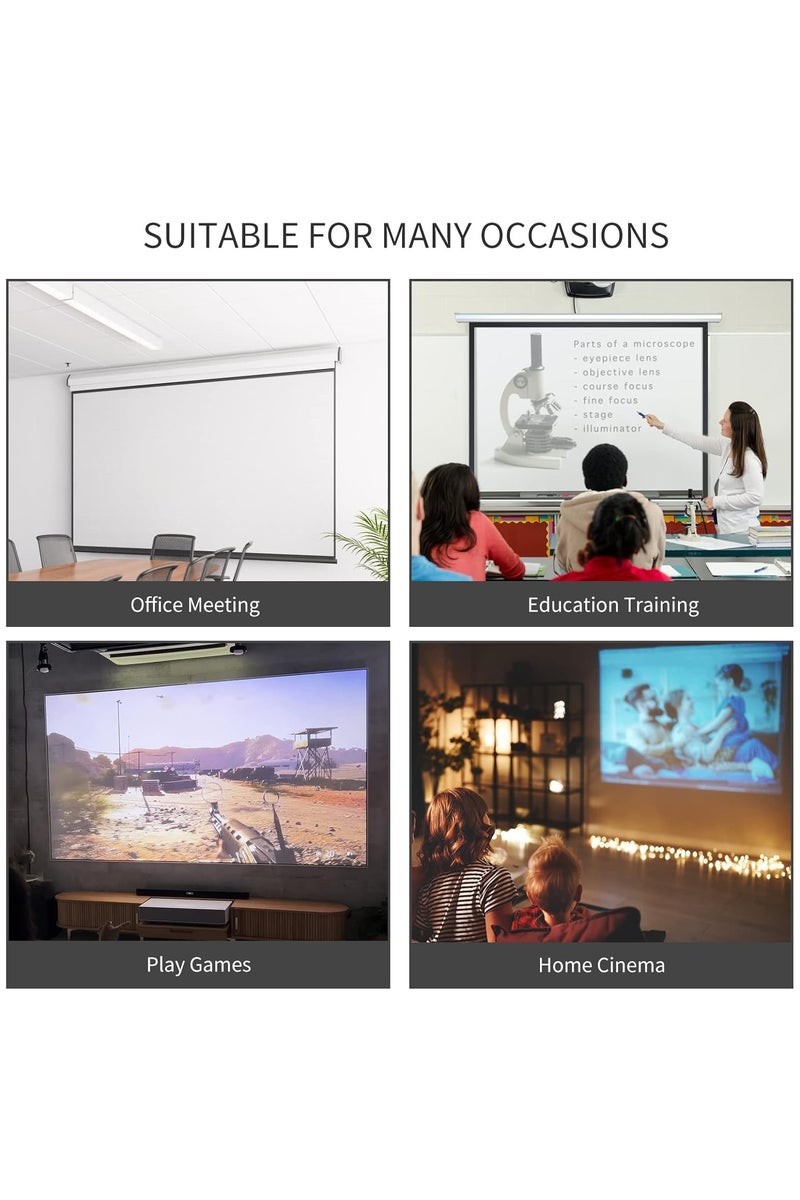 84-100-120 Inch 16:9 Wall Mount Electric Projector Screen Motorized Projection Curtain with Remote Control For Business/School/Office/Meeting