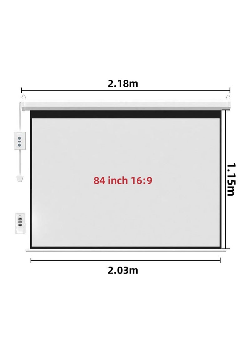 Flash Hawk - 84-100-120 Inch 16:9 Wall Mount Electric Projector Screen Motorized Projection Curtain with Remote Control For Business/School/Office/Meeting - Image 1