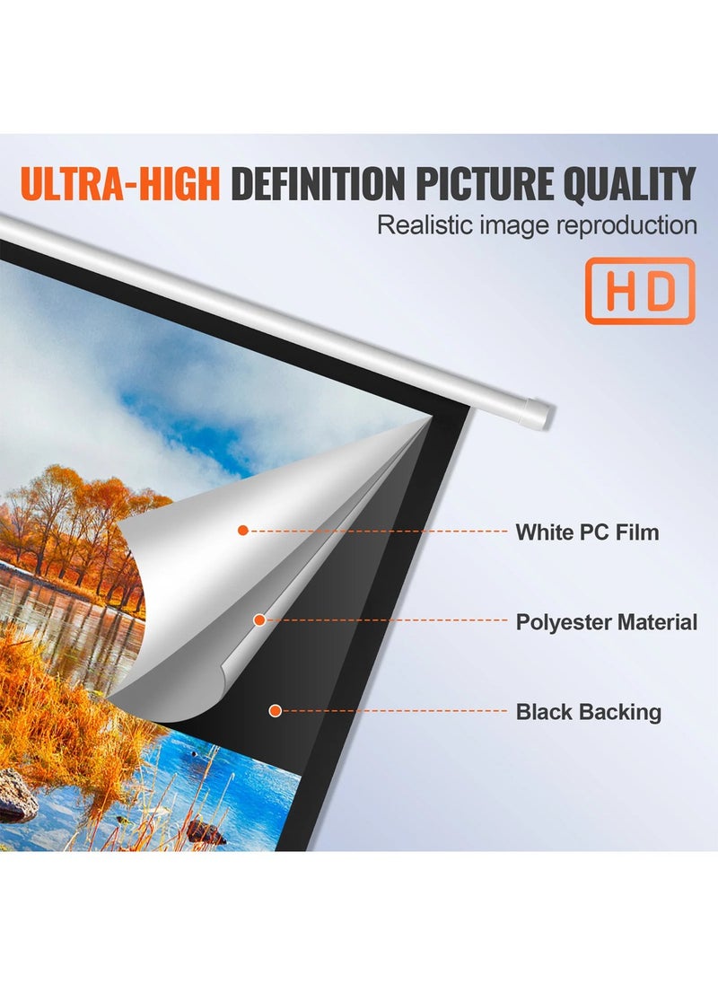 Flash Hawk - 84-100-120 Inch 16:9 Wall Mount Electric Projector Screen Motorized Projection Curtain with Remote Control For Business/School/Office/Meeting - Image 1
