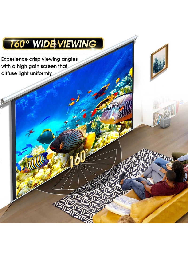 Flash Hawk - 84-100-120 Inch 16:9 Wall Mount Electric Projector Screen Motorized Projection Curtain with Remote Control For Business/School/Office/Meeting - Image 1