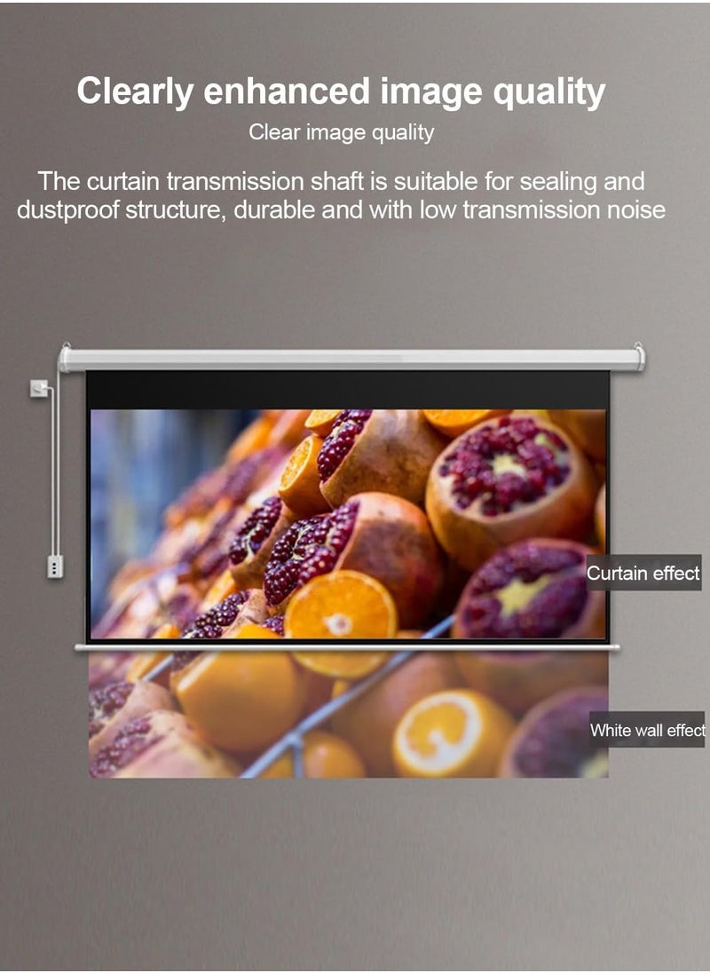 Flash Hawk - 84-100-120 Inch 16:9 Wall Mount Electric Projector Screen Motorized Projection Curtain with Remote Control For Business/School/Office/Meeting - Image 1