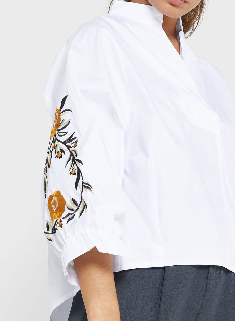 Embroidered Sleeve Top
