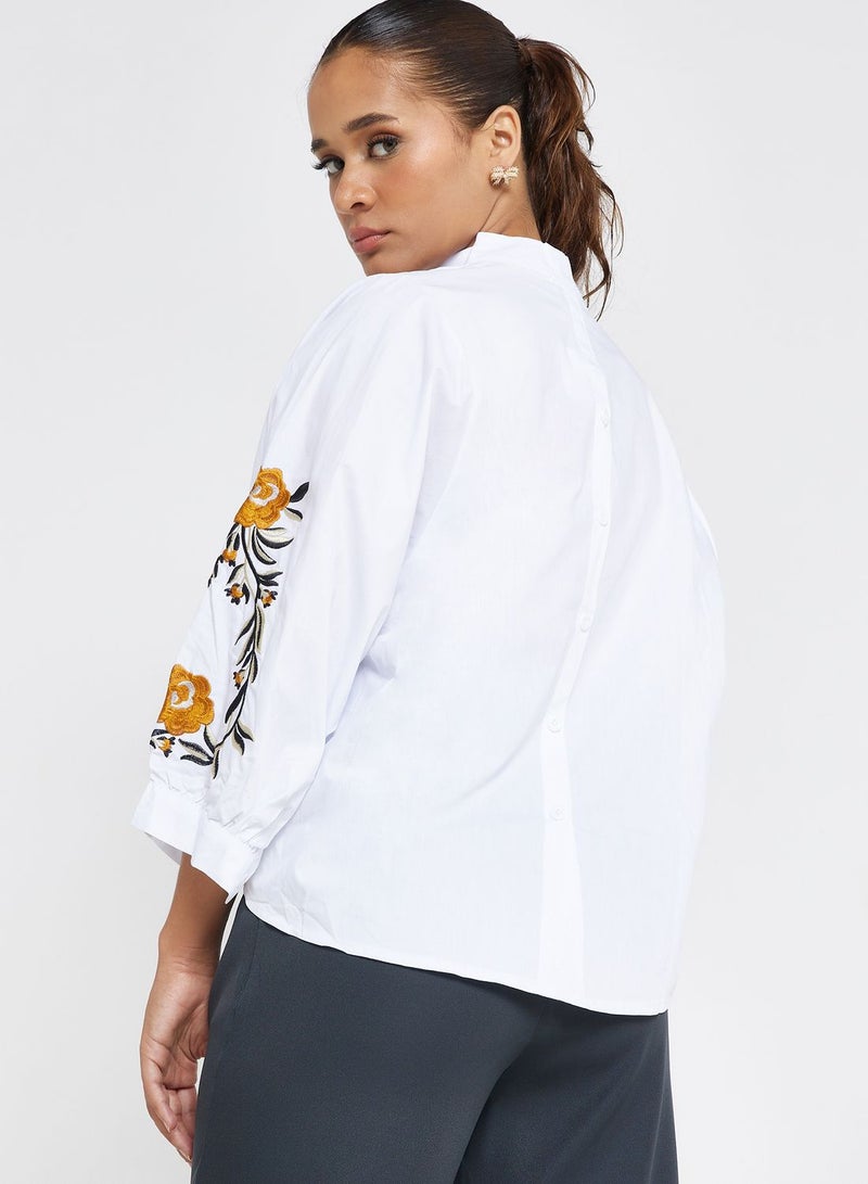 Embroidered Sleeve Top