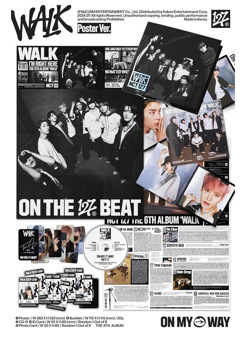 NCT 127 6th Album Walk Poster Version Kpop Music CD with Booklet ID Card and Photocard