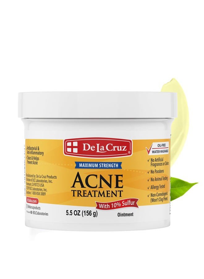 De La Cruz مرهم الكبريت - علاج حب الشباب الكيسي للوجه والجسم - قناع علاج موضعي لمدة 10 دقائق يوميًا - علاج هرموني آمن وفعال يغير اللعبة ويزيل البثور 5.5 أونصة. - Image 1