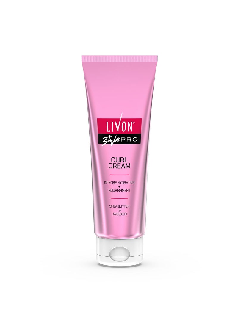 Livon Style Pro Curl Cream for curly coily wavy hair Curl defining cream for Intense Hydration Nourishment Leave in cream with Shea Butter Avocado 100ml