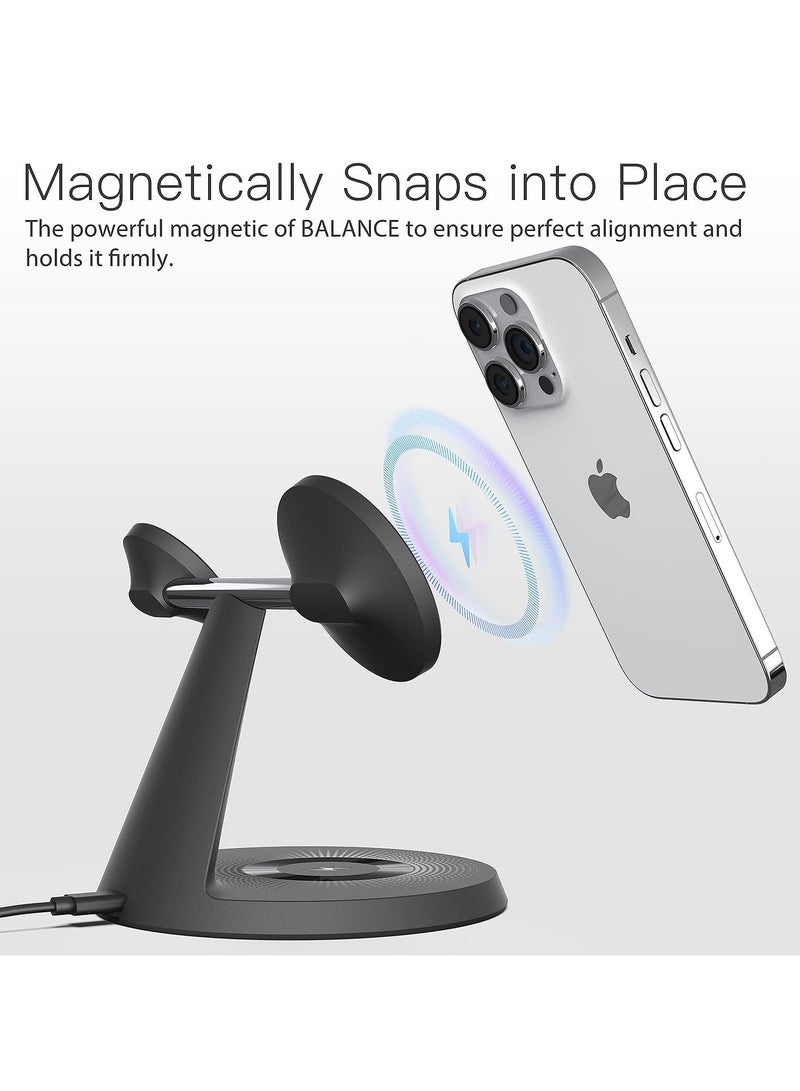 SYOSI 3 in 1 Charging Station for Apple Devices, Mag-Safe Charger Stand Fast Charging, Compatible with iPhone 15, Apple Watch, AirPods Pro 2 30W USB Charger Included - Image 4