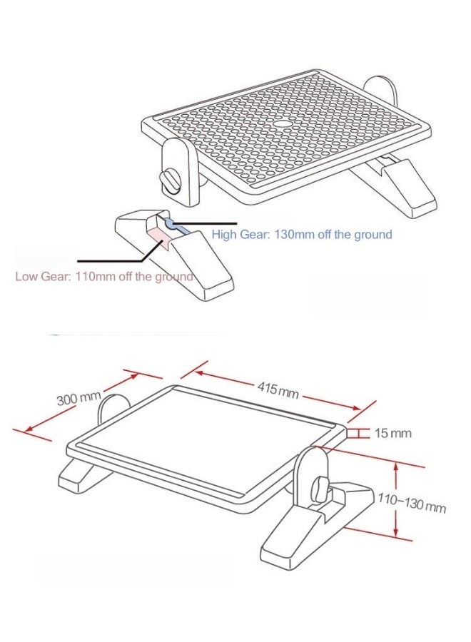 Children's Footrest,Foot Rest for Under Desk with Massage,Adjustable Under Desk Footrest For Home and Office Use - Image 4