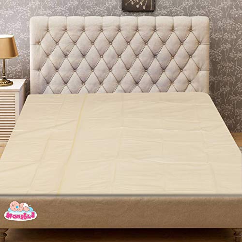 Nonibud PVC Baby Waterproof Plastic Sheet Double Bed King Size/Baby Adult Waterproof Protection Sheet For Mattress (7.5 X 6.5 Feet) (Beige) - Image 1