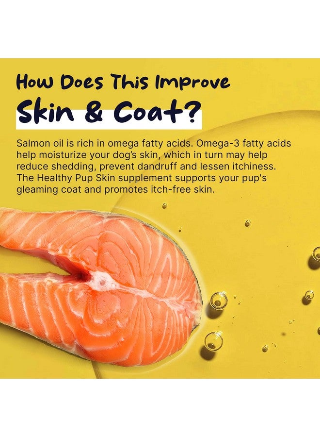 Dog Fish Oil Supplements - 180 Delicious Chew Treats - Omega 3 Rich Salmon Oil, EPA, DHA, Biotin, and Vitamin E for Healthier, Shinier, Skin, Coat and Fur, Helps Skin Allergies
