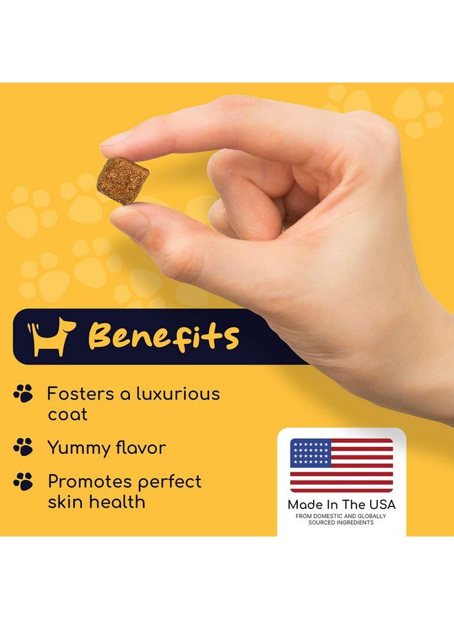 Dog Fish Oil Supplements - 180 Delicious Chew Treats - Omega 3 Rich Salmon Oil, EPA, DHA, Biotin, and Vitamin E for Healthier, Shinier, Skin, Coat and Fur, Helps Skin Allergies