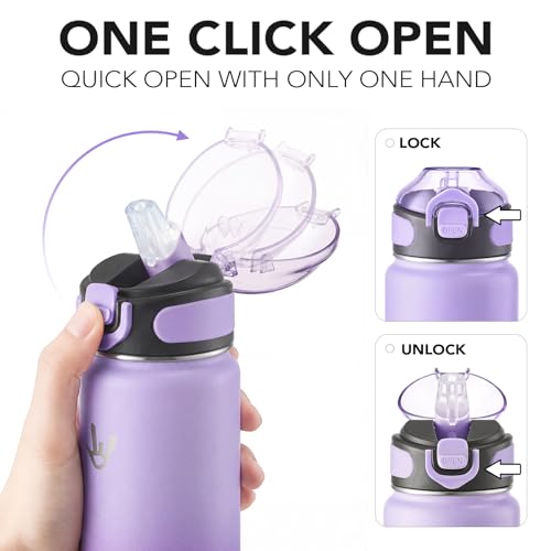 Enerbone 32 oz Insulated Water Bottle, 32oz 2 Lids (with Straw/No Straw), Stainless Steel Double Wall Flask for Hot & Cold Drinks, Leakproof Travel Bottle for Gym, Office, Hiking - Image 4