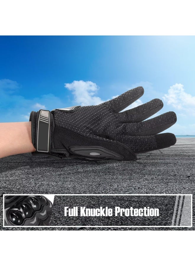 قفازات دراجة نارية للرجال والنساء، قفازات دراجات نارية كاملة الأصابع بشاشة لمس لركوب BMX وATV وMTB، سباقات الطرق، ركوب الدراجات، التسلق، موتوكروس - مقاس L - Image 3