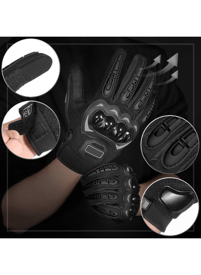 قفازات دراجة نارية للرجال والنساء، قفازات دراجات نارية كاملة الأصابع بشاشة لمس لركوب BMX وATV وMTB، سباقات الطرق، ركوب الدراجات، التسلق، موتوكروس - مقاس L - Image 2