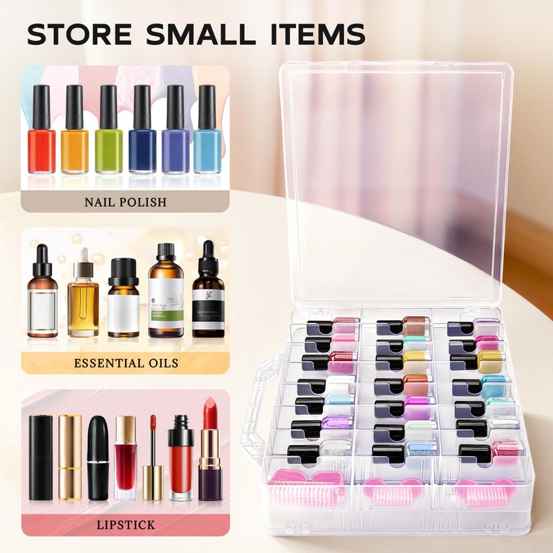 DreamGenius Nail Polish Organizer Case for 48 Bottles with 2 Nail Separators, Double Side Gel Nail Polish Holder with Adjustable Dividers, Clear - Image 4