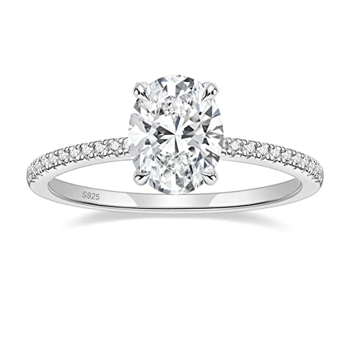 EAMTI 3CT 925 Sterling Silver Engagement Rings Oval Cut Cubic Zirconia CZ Wedding Promise Rings for Her Stunning Wedding Bands for Women Size 7 - Image 1