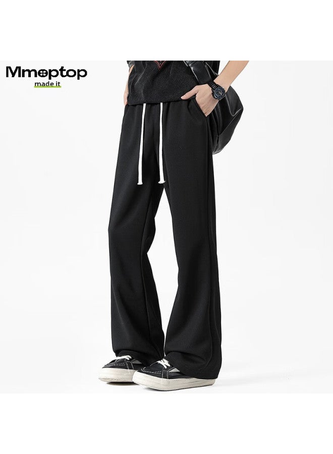 Mmoptop American-style High Street Curved Knife Pants, Autumn Men's Slimming Design, Slightly Flared Casual Trousers, Mxxk25 Black XL - Image 4