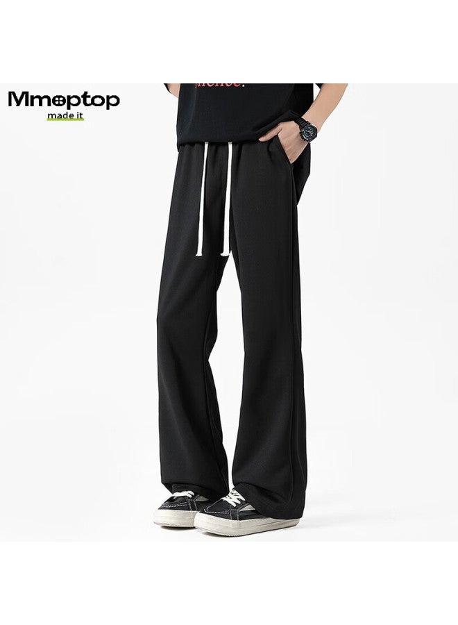 Mmoptop American-style High Street Curved Knife Pants, Autumn Men's Slimming Design, Slightly Flared Casual Trousers, Mxxk25 Black XL - Image 3
