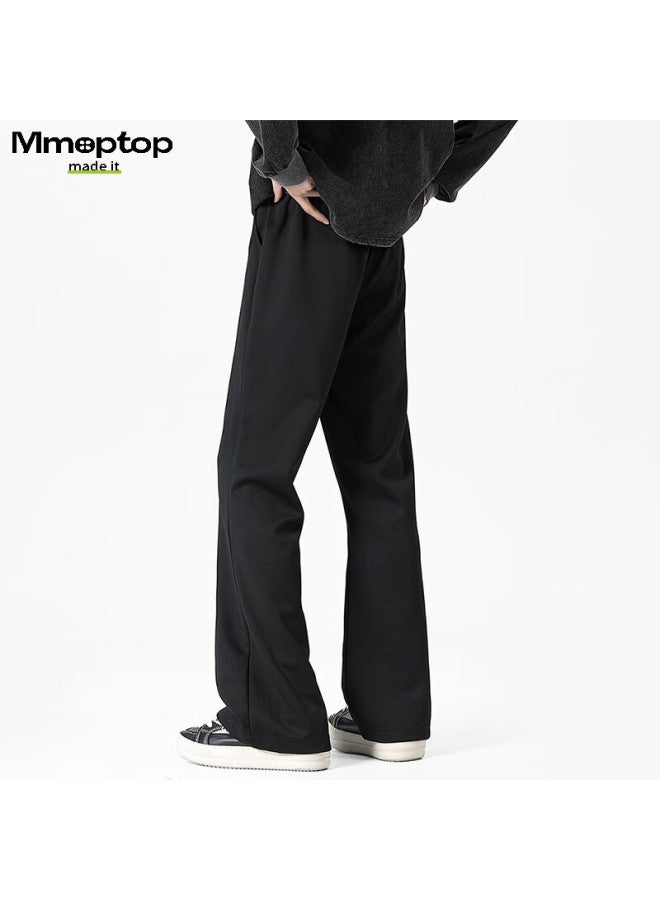 Mmoptop American-style High Street Curved Knife Pants, Autumn Men's Slimming Design, Slightly Flared Casual Trousers, Mxxk25 Black XL - Image 5