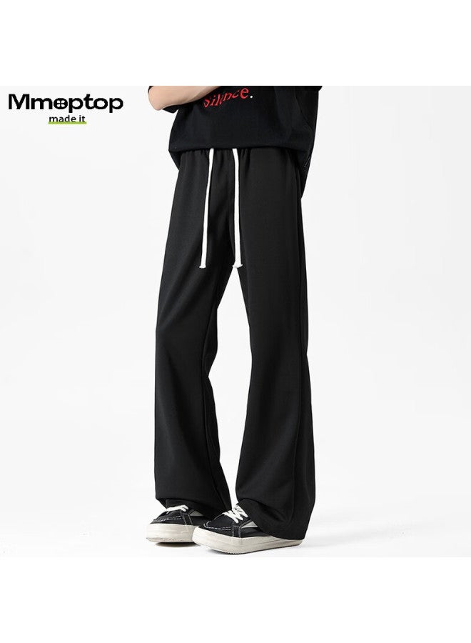 Mmoptop American-style High Street Curved Knife Pants, Autumn Men's Slimming Design, Slightly Flared Casual Trousers, Mxxk25 Black XL - Image 2