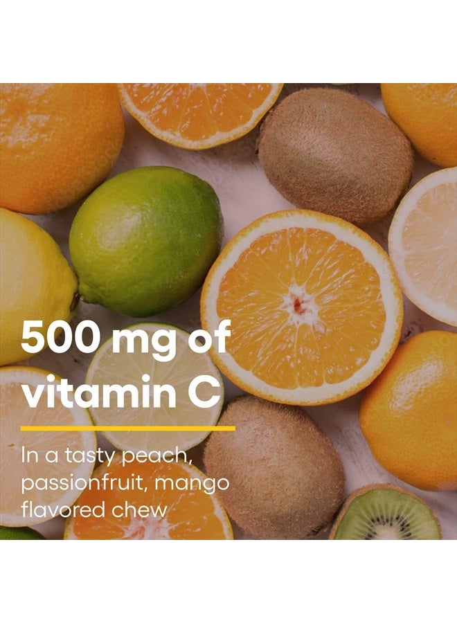 natural Factors , Kids Chewable Vitamin C 500 mg, Supports Immune Health, Bones, Teeth and Gums, Peach, Passionfruit and Mango, 90 Wafers  - Image 3