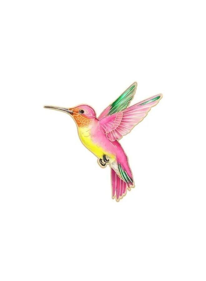 Luxury & Trendy Crystal Rhinestone Accessory Brooch Pin for Women, for clothes and Bags Fashion Enamel Available in different shapes and colors Gold/Silver (Hummingbird 3) - Image 1