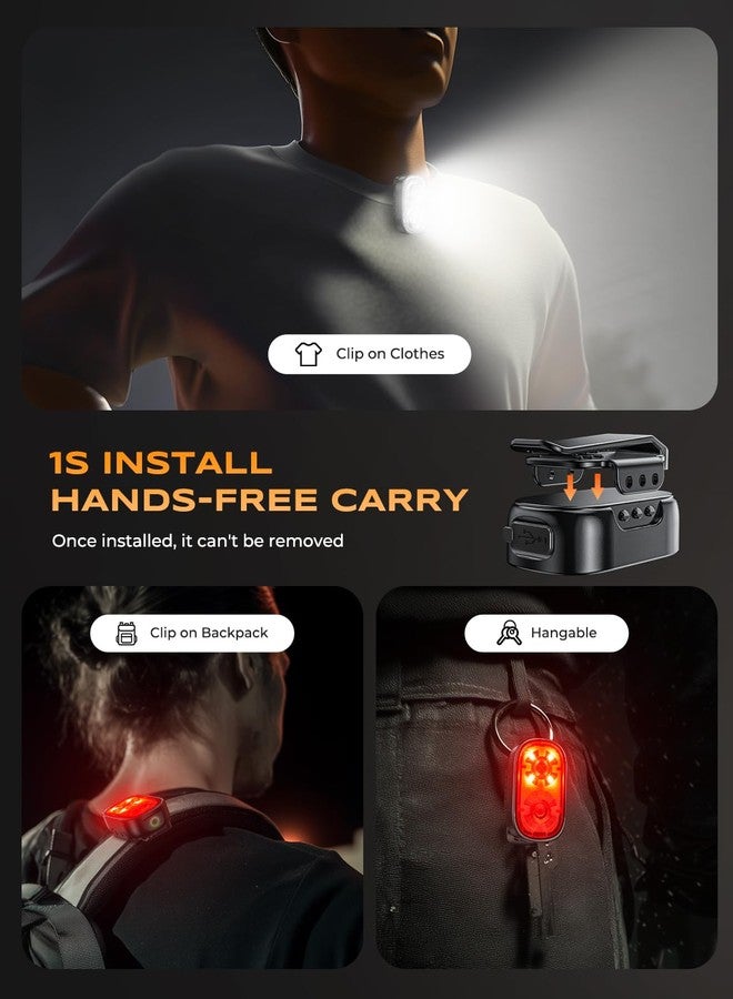 Zewdov 500LM Ultra Bright Mini Clip-on Flashlight Rechargeable, 10 Modes Hands-Free Pocket EDC Flashlights, Waterproof Small Keychain Flashlight, Running Lights for Runners/Emergency/Work/Walking - Image 4