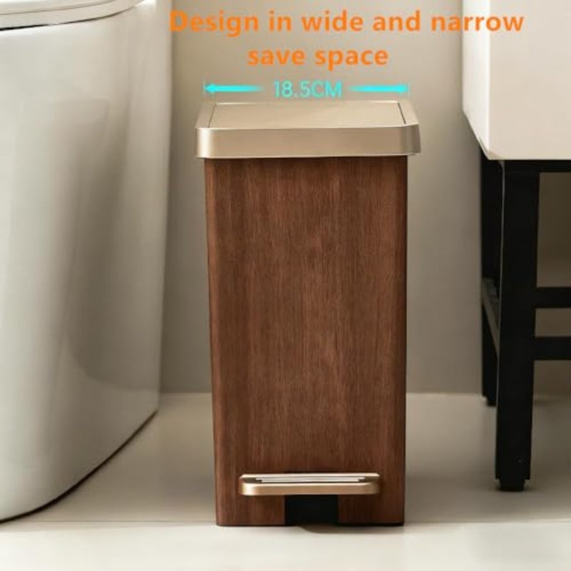Living room and bedroom wooden grain double compartment waste bin, large capacity, natural wood color, durable MDF material with smooth finish - Image 2
