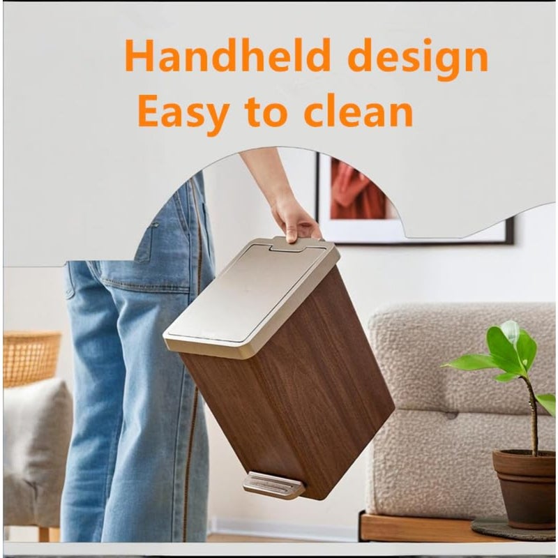 Living room and bedroom wooden grain double compartment waste bin, large capacity, natural wood color, durable MDF material with smooth finish - Image 5