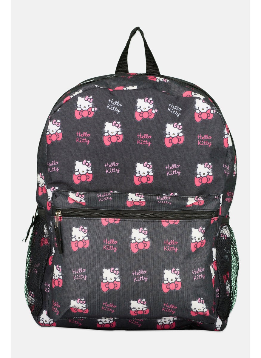 Hello Kitty Kids Girl Brand Logo Back Pack 40 H  x 30 L  x 10  W cm, Black  - Image 1