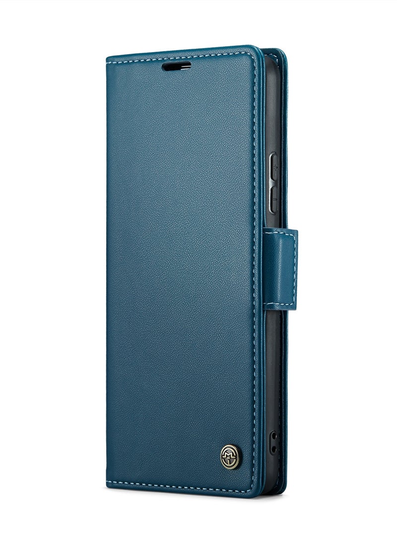 CaseMe Flip Wallet Case For Samsung Galaxy A54 5G RFID Blocking PU Leather Wallet Flip Folio Case with Card Holder Kickstand Shockproof Phone Cover - Blue - Image 5