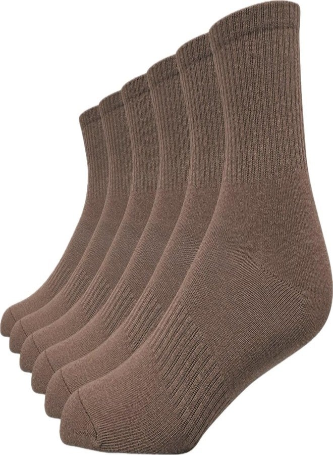 MUKHAKSH (Pack of 6 Pairs = 12 Socks Unisex Boys Girls School Towel Brown Ankle Socks with Multiple Packs - Image 3