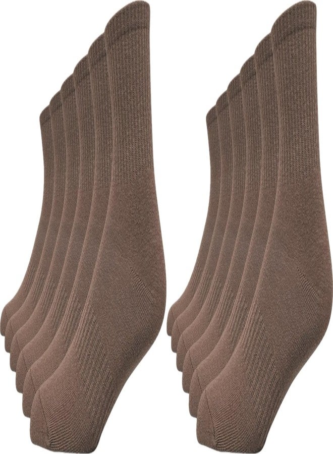 MUKHAKSH (Pack of 6 Pairs = 12 Socks Unisex Boys Girls School Towel Brown Ankle Socks with Multiple Packs - Image 1