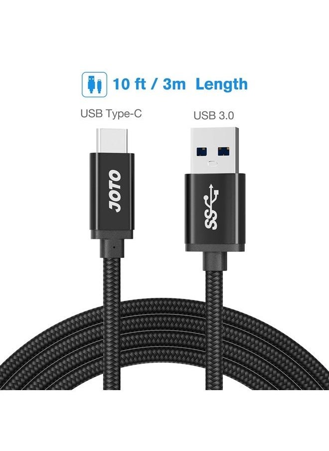JOTO - Type C Cable Extra Long 10ft, USB-C 3.1 Type-C to USB 3.0 Type A Charging Data Cable Heavy Duty Nylon Braided for iPad Pro 12.9/11 Galaxy Ultra S20+ S10 S9 Note 10 9 Tab S4 Nintendo Switch -Black - Image 1