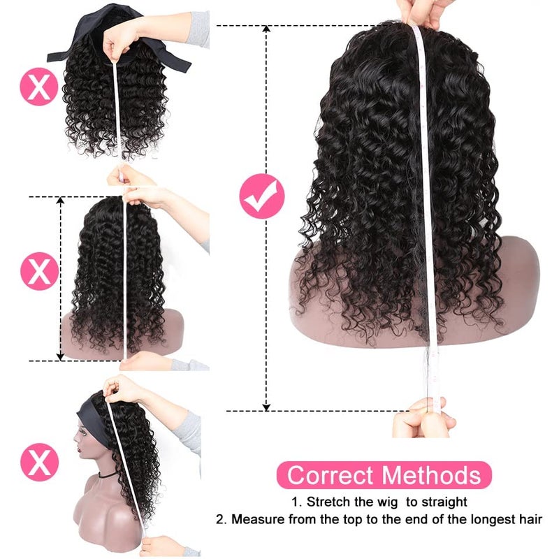 Celiarita Headband Wig Human Hair Deep Wave Wigs 24 inch Brazilian Human Hair Headband Wigs for Black Women Glueless Non Lace Front Wig Machine Made Curly Deep Wave Headband Wig 150% Density Natural Color - Image 5