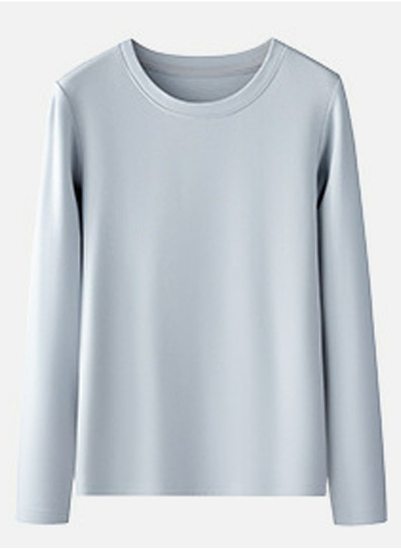 Loquat - Womens Solid Color Crew-Neck Thick Thermal Underwear Shirt Cold Weather Base Layer,Long Sleeve T-Shirt Loungewear Greyish Blue - Image 1