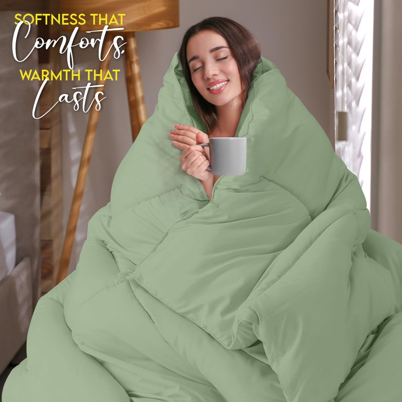 Utopia Bedding Comforter Duvet Insert, Quilted Comforter with Corner Tabs, Box Stitched Down Alternative Comforters Twin Size (Sage Green) - Image 5