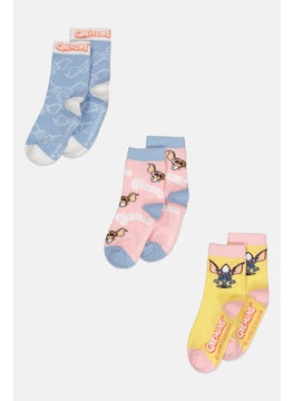 Kids Girl 3 Pair Animal Print High Socks, Pink
