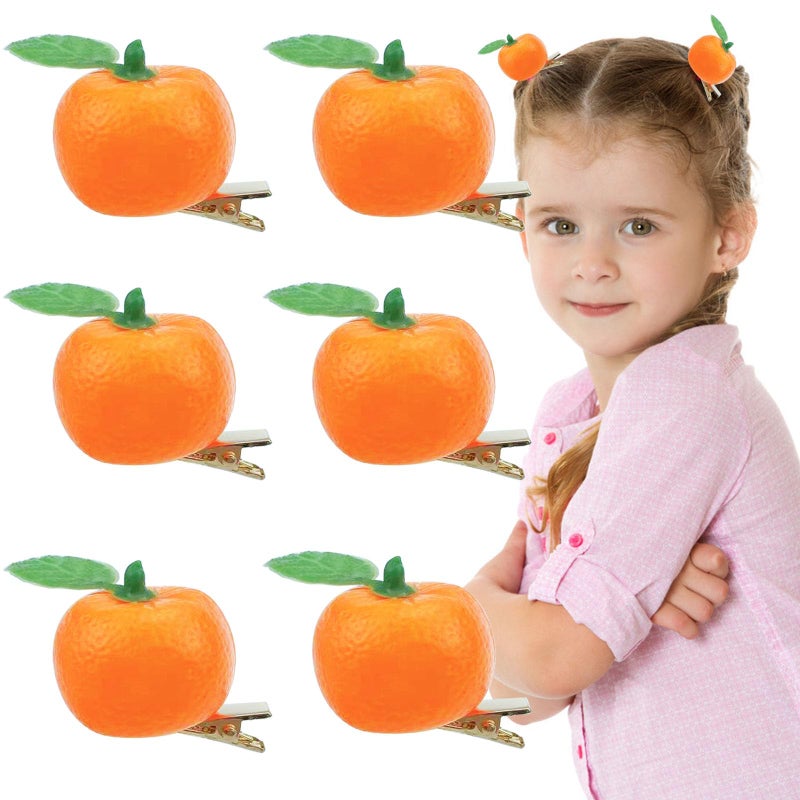 Jaczora 6 PCS Orange Hair Clips Realistic Fruit Hair Clips for Women Girls Cute Hairpin Hair Barrettes Hair Accessories Modern Design Acrylic Material 6 Count