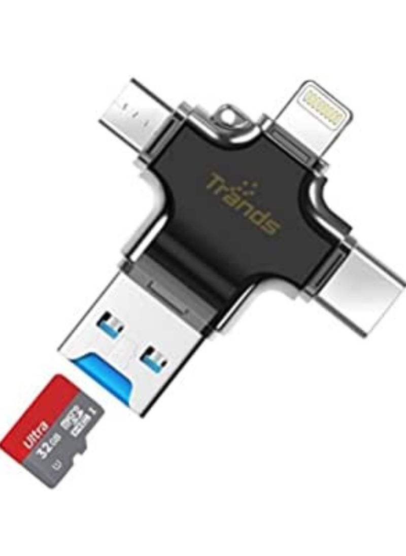 Generic - 4 in 1 USB OTG TF Micro SD Card Reader Adapter for Lightning For iPhone XS Max, XS,X, Android Type C for Samsung - Image 1