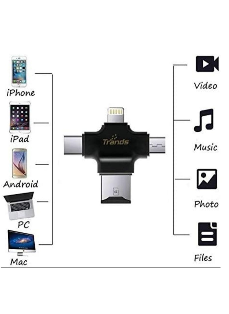 Generic - 4 in 1 USB OTG TF Micro SD Card Reader Adapter for Lightning For iPhone XS Max, XS,X, Android Type C for Samsung - Image 1