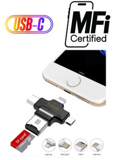 4 in 1 USB OTG TF Micro SD Card Reader Adapter for Lightning For iPhone XS Max, XS,X, Android Type C for Samsung
