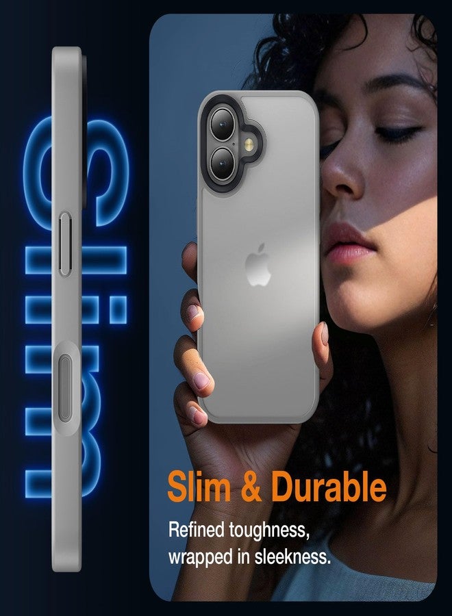 جراب Yriklso لهاتف iPhone 16، مقاوم للصدمات، حماية من السقوط بمعايير عسكرية، جراب خلفي صلب رفيع وشفاف لهاتف iPhone 16-6.1 بوصة، رمادي - Image 5