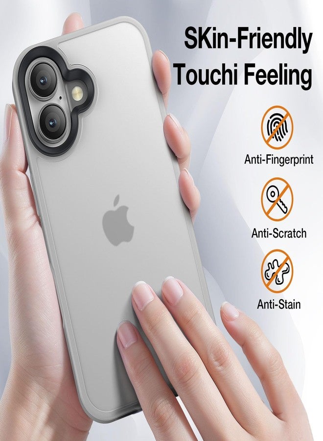 جراب Yriklso لهاتف iPhone 16، مقاوم للصدمات، حماية من السقوط بمعايير عسكرية، جراب خلفي صلب رفيع وشفاف لهاتف iPhone 16-6.1 بوصة، رمادي - Image 4