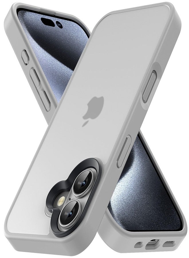 جراب Yriklso لهاتف iPhone 16، مقاوم للصدمات، حماية من السقوط بمعايير عسكرية، جراب خلفي صلب رفيع وشفاف لهاتف iPhone 16-6.1 بوصة، رمادي - Image 1