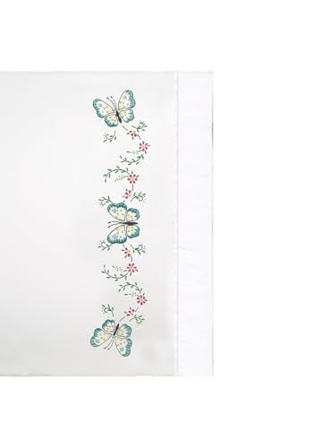 DesignWorks Ink Design Works Crafts Stamped Embroidery Aqua Butterfly Pillowcases (Set of 2), 20 by 30", Blue - Image 3
